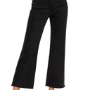Small Black ZENANA- Acid Washed High Waist Frayed Hem Bootcut Pants