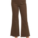  ZENANA- Acid Washed High Waist Frayed Hem Bootcut Pants