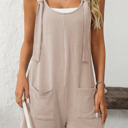 Medium Apricot Striped Spaghetti Strap Casual Romper