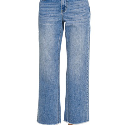 ZENANA- High Waist Straight Leg Medium Wash Denim Pants