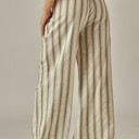  Striped Linen Blend Tassel Drawstring Pants
