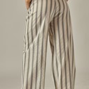  Striped Linen Blend Tassel Drawstring Pants