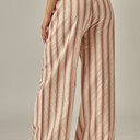  Striped Linen Blend Tassel Drawstring Pants