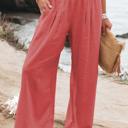 Small Orangered Cotton & Linen Wide-Leg Pants