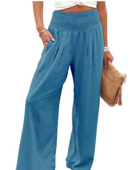 Cotton & Linen Wide-Leg Pants