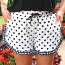 Small Black Polka Dots Ruffle Trim Shorts