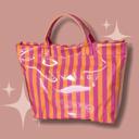 Pink/Orange Stripe Vinyl tote Bag