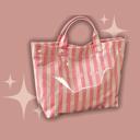 Pink/Cream Stripe Vinyl tote Bag