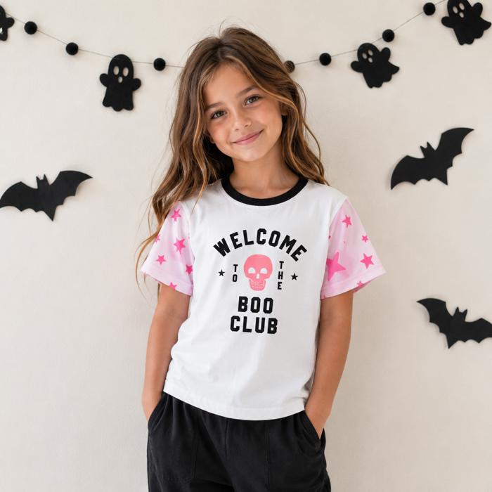 Boo Club | Girls Halloween Shirt | Lace Sleeves
