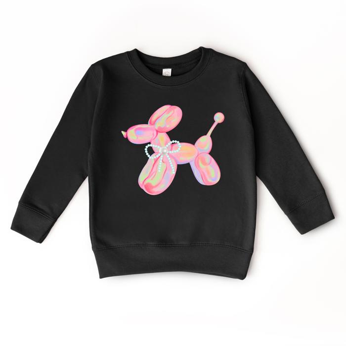 Balloon Dog Girls Sweatshirt | Colorful Toddler Girl Sweatshirt