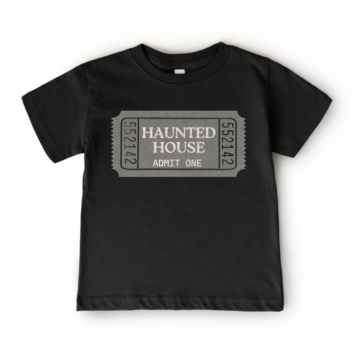 Vintage Haunted House Ticket Tee | Kids Halloween Shirt