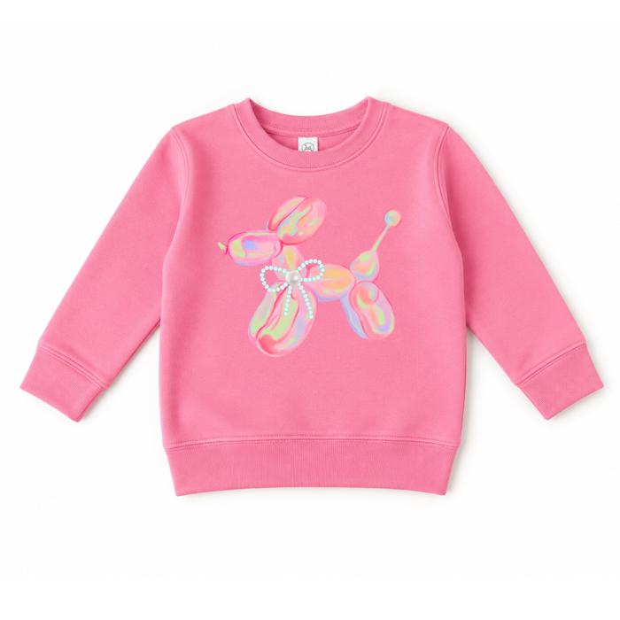 Balloon Dog Girls Sweatshirt | Colorful Toddler Girl Sweatshirt
