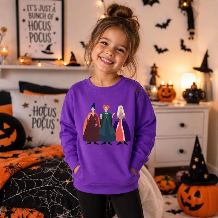 Sanserson Sisters Girls Halloween Sweatshirt | Hocus Pocus Kids Sweatshirt