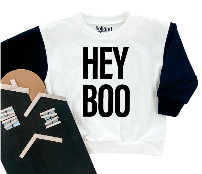 Kids Halloween Sweatshirt | Hey Boo Boys Halloween Outfit