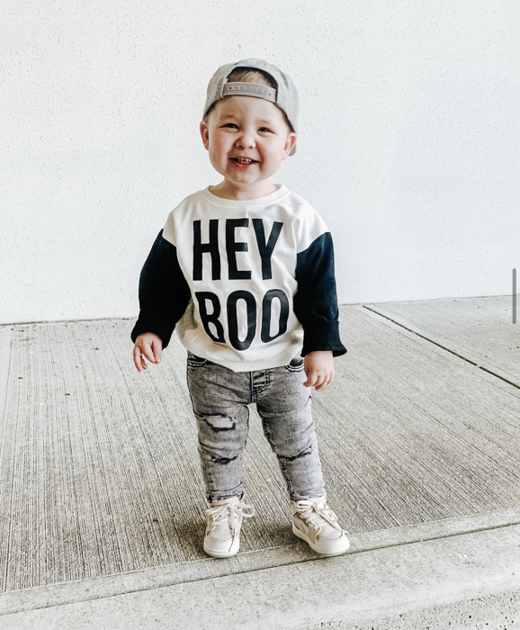 Kids Halloween Sweatshirt | Hey Boo Boys Halloween Outfit
