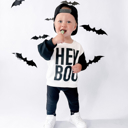  Kids Halloween Sweatshirt | Hey Boo Boys Halloween Outfit