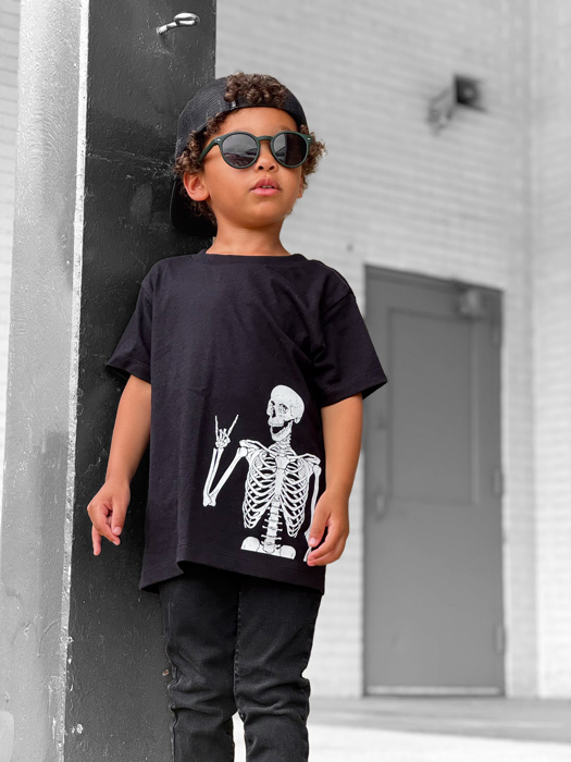 Cool Skeleton Boys Halloween Graphic Short Sleeve Tee