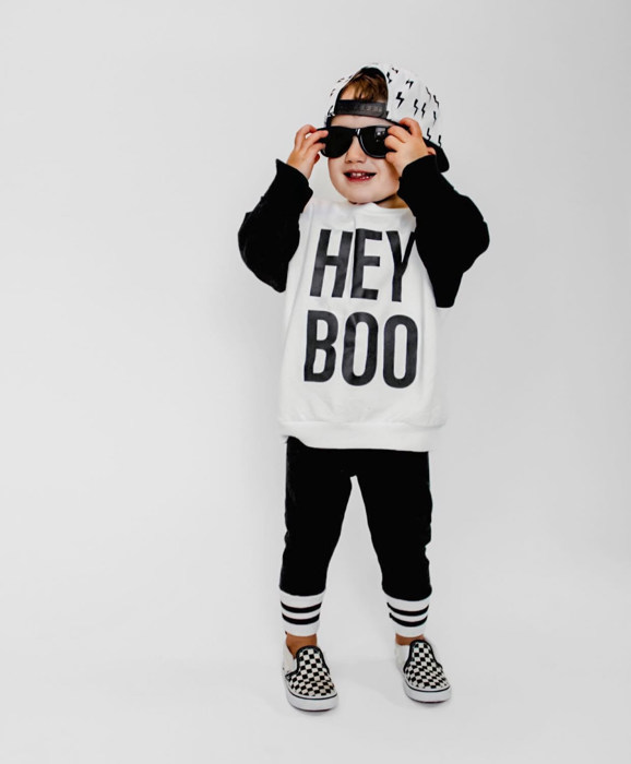 Kids Halloween Sweatshirt | Hey Boo Boys Halloween Outfit