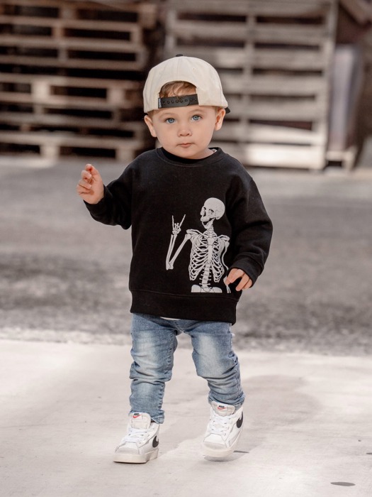 Cool Skeleton Boys Halloween Graphic Sweatshirt