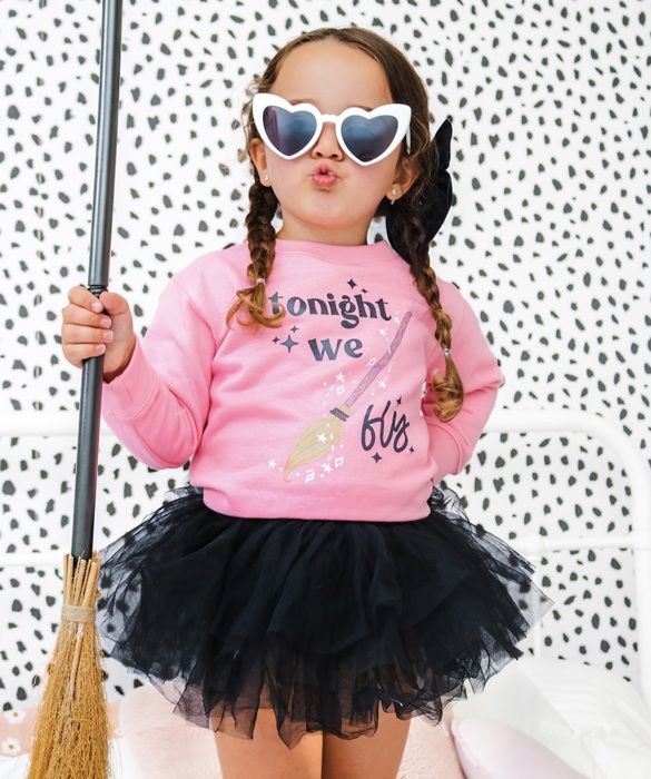Girls Halloween Sweatshirt | Hocus Pocus Tonight We Fly Kids Sweatshirt