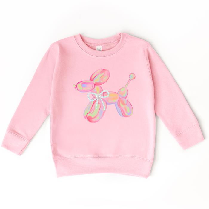 Balloon Dog Girls Sweatshirt | Colorful Toddler Girl Sweatshirt