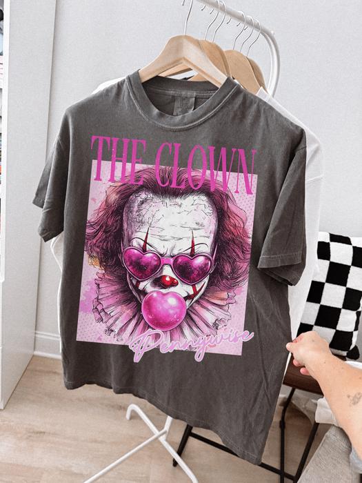 Pennywise Halloween Shirt | Mom and Daughter Matching Halloween Tee | Pink Horror Graphic Tee | Spooky Season Shirt