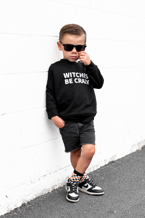 Witches Be Crazy Boys Halloween Sweatshirt | Funny Kids  Halloween Shirt
