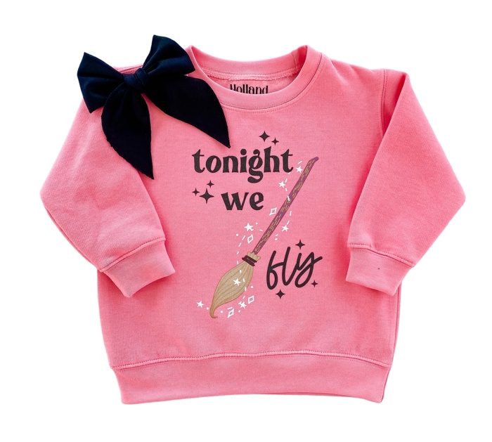Girls Halloween Sweatshirt | Hocus Pocus Tonight We Fly Kids Sweatshirt