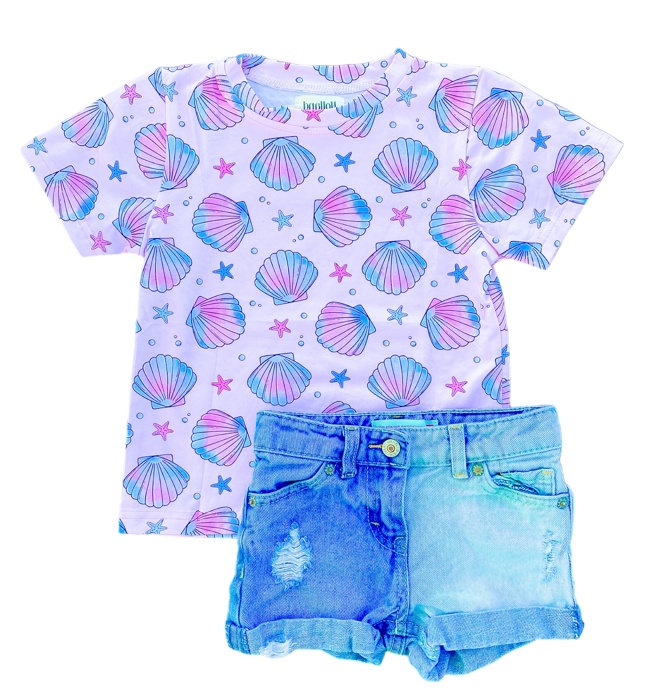 Mermaid Shells | Baby and Toddler Girls Summer Beach Shirt