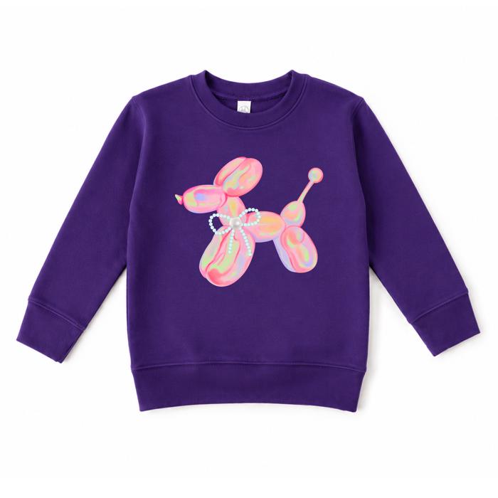 Balloon Dog Girls Sweatshirt | Colorful Toddler Girl Sweatshirt