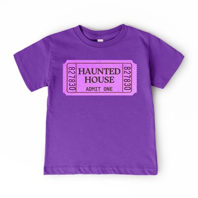 Girls Halloween Shirt | Kids Vintage Haunted House Ticket Tee