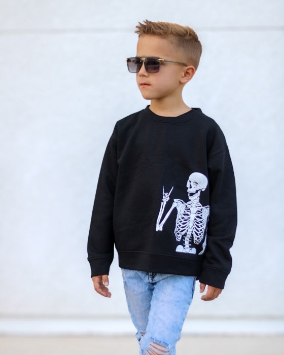 Cool Skeleton Boys Halloween Graphic Sweatshirt