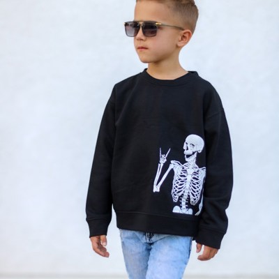 Cool Skeleton Boys Halloween Graphic Sweatshirt