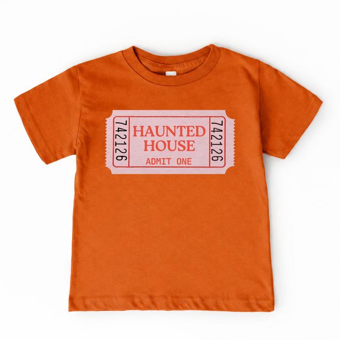 Vintage Haunted House Ticket Tee | Kids Halloween Shirt