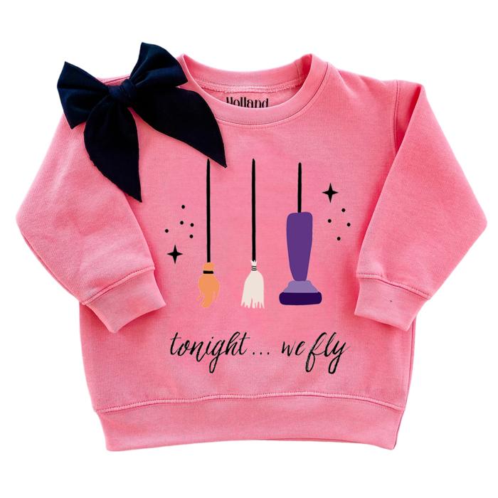 Hocus Pocus Girls Halloween Sweatshirt | Tonight We Fly Kids Sweatshirt | Kids Halloween Shirt