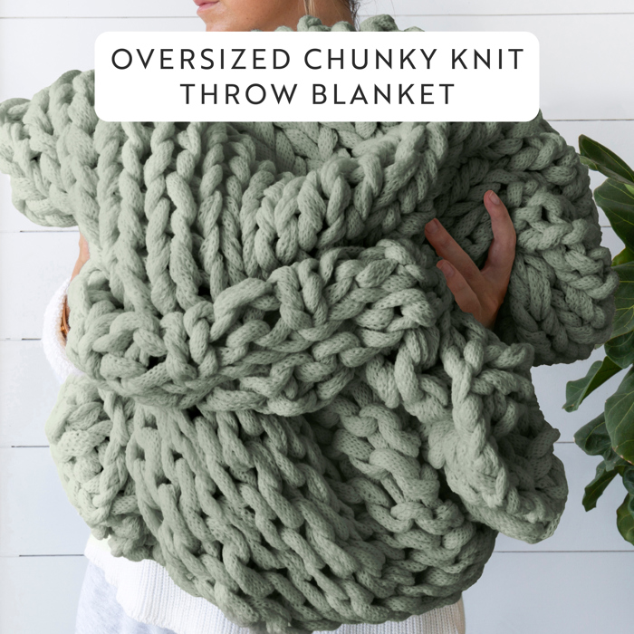 Throw Blanket Chunky Hand-Knit Oversized