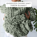Eucalyptus  Chunky Knit Throw Blanket Chunky Hand-Knit Oversized