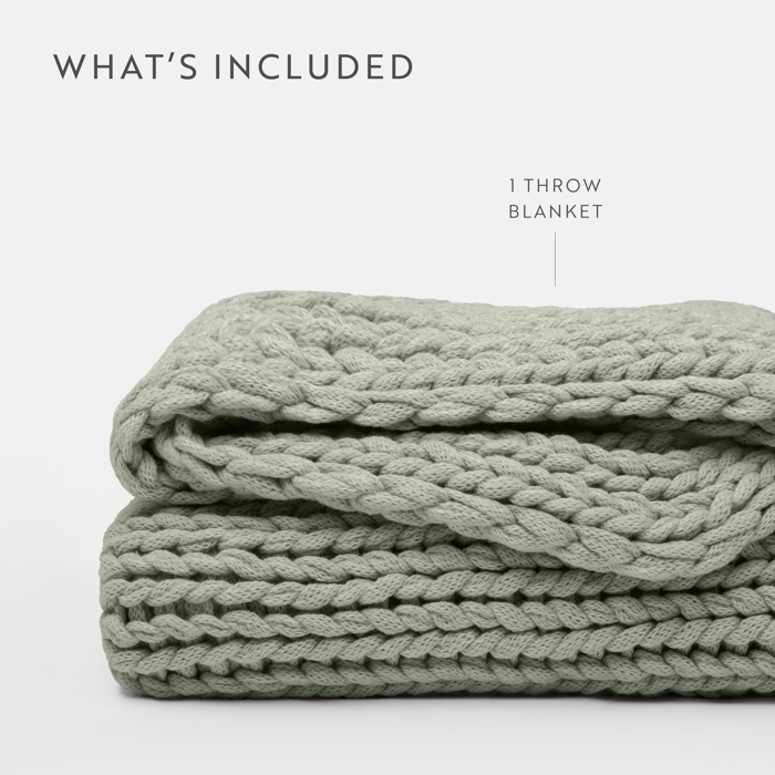 Throw Blanket Chunky Hand-Knit Oversized