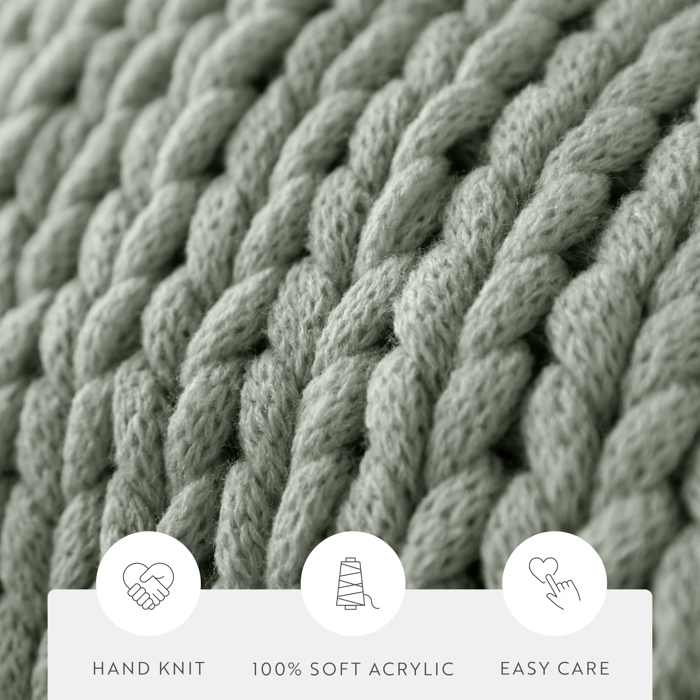 Throw Blanket Chunky Hand-Knit Oversized