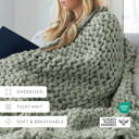 Eucalyptus  Chunky Knit Throw Blanket Chunky Hand-Knit Oversized