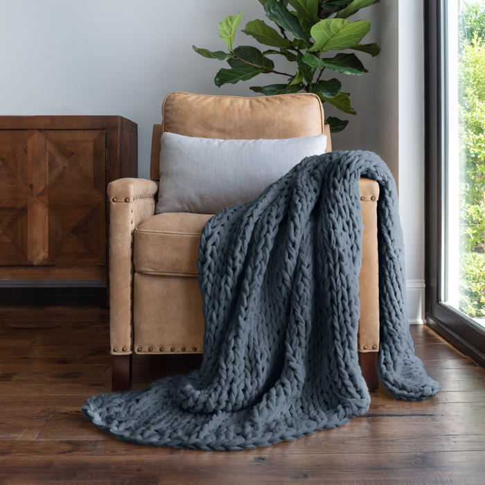 Throw Blanket Chunky Hand-Knit Oversized