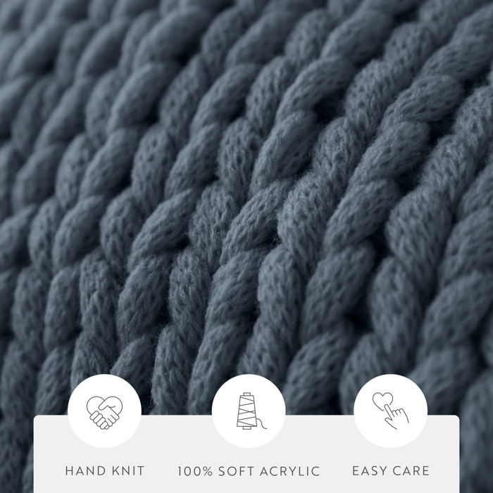 Throw Blanket Chunky Hand-Knit Oversized