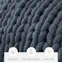 Stone Chunky Knit Throw Blanket Chunky Hand-Knit Oversized