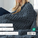 Stone Chunky Knit Throw Blanket Chunky Hand-Knit Oversized