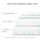 Queen Vines Aqua Patterned Ultra-Soft Bed Sheet Set - Bohemian Patterns