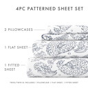 California King Coarse Paisley Navy Patterned Ultra-Soft Bed Sheet Set - Classic Patterns