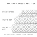 Queen Polaris Gray Patterned Ultra-Soft Bed Sheet Set - Classic Patterns