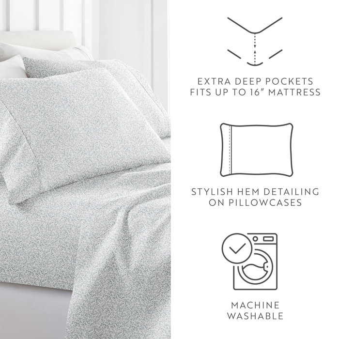 Patterned Ultra-Soft Bed Sheet Set - Delicate Blossoms