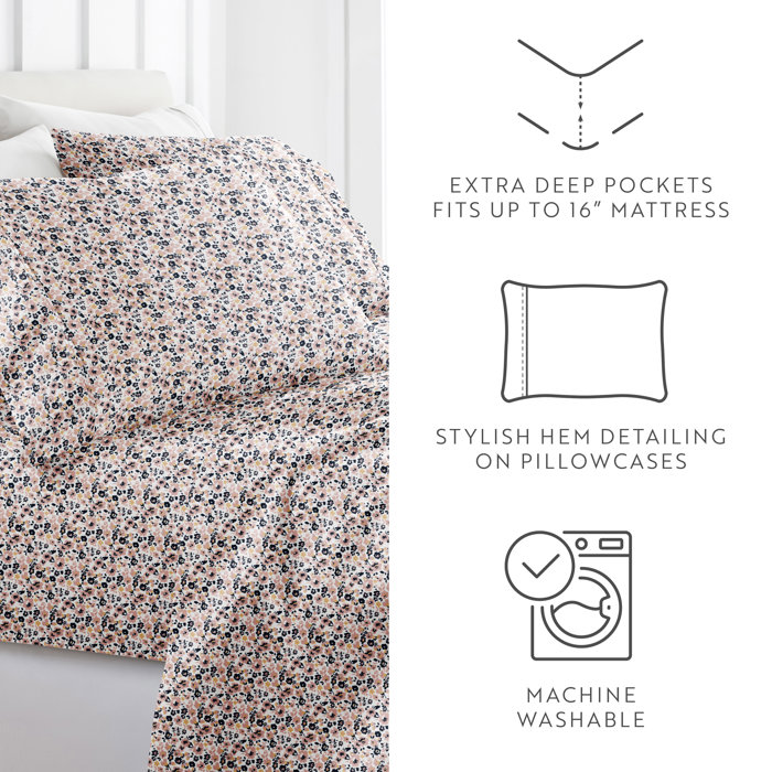 Patterned Ultra-Soft Bed Sheet Set - Delicate Blossoms