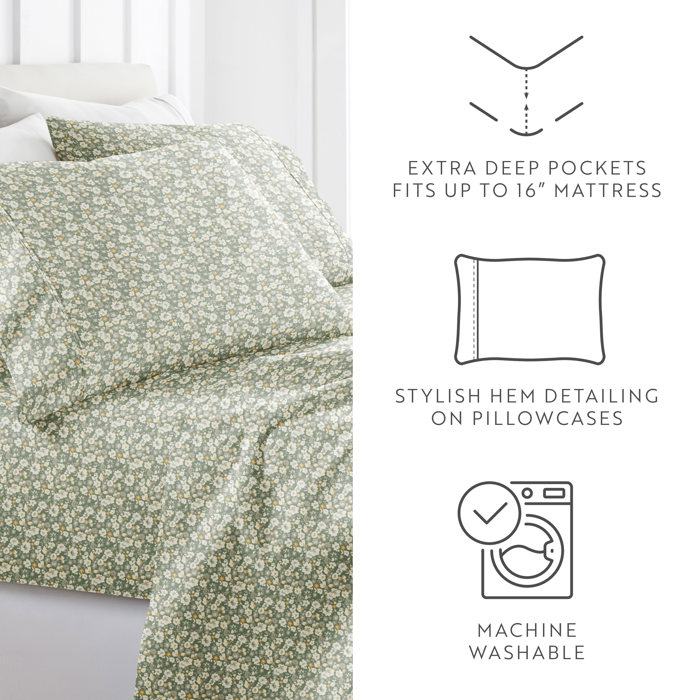 Patterned Ultra-Soft Bed Sheet Set - Delicate Blossoms